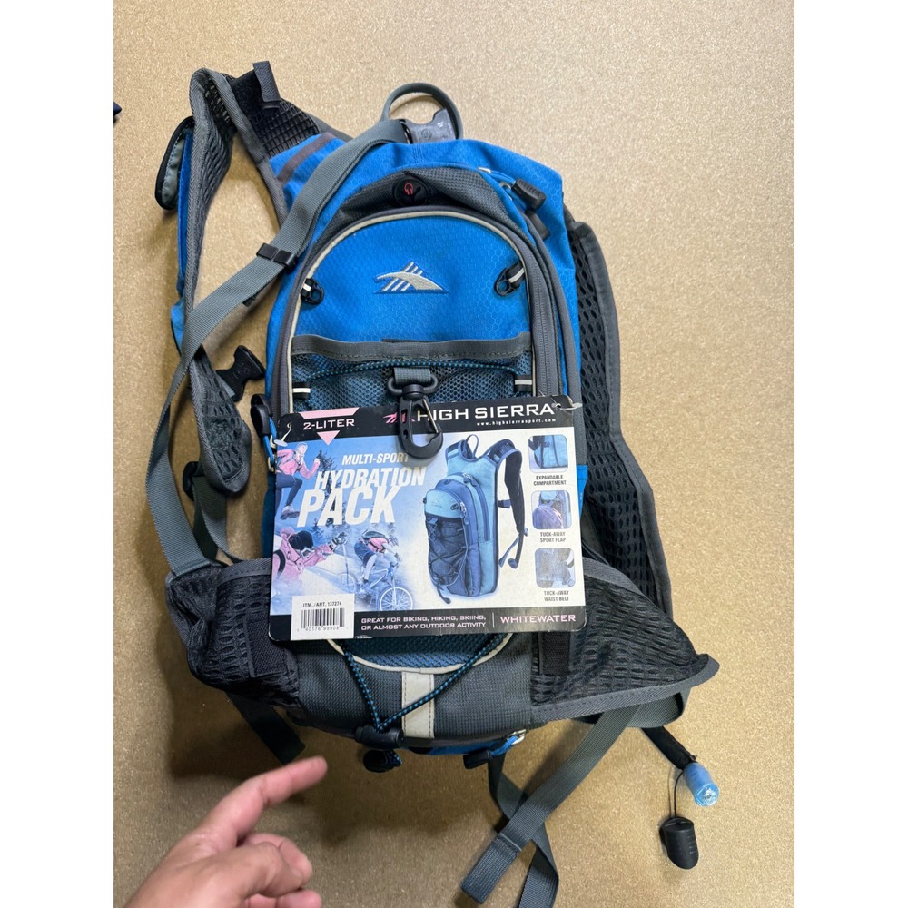 High Sierra 2 Liter‎ Hydration Pack Backpack Blue Sport Hiking Biking Camping